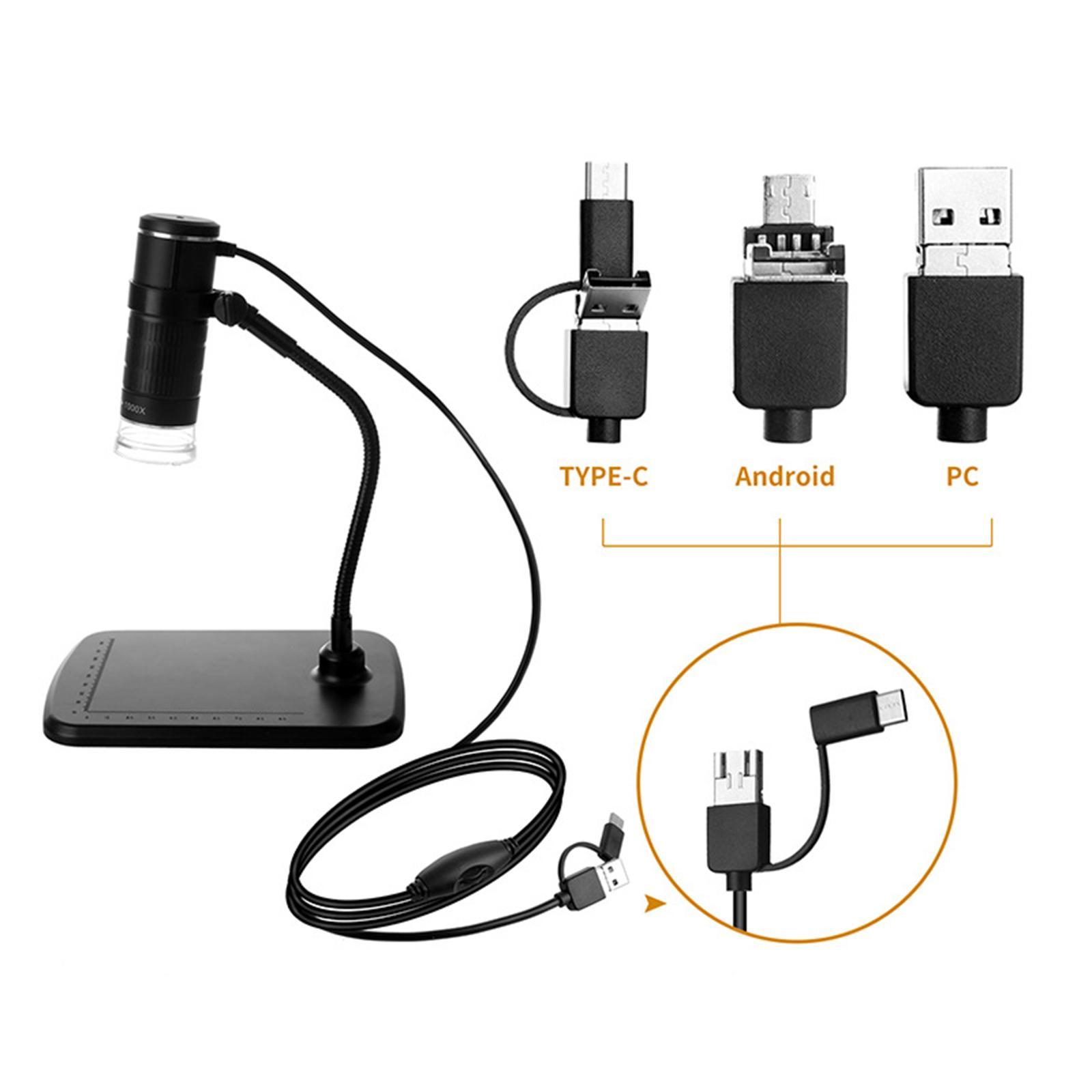 1000x USB Digital Microscope, Phone Microscope, Camera Phones Magnifier, Portable 8 LED Inspection Camera HD for Android Smartphone