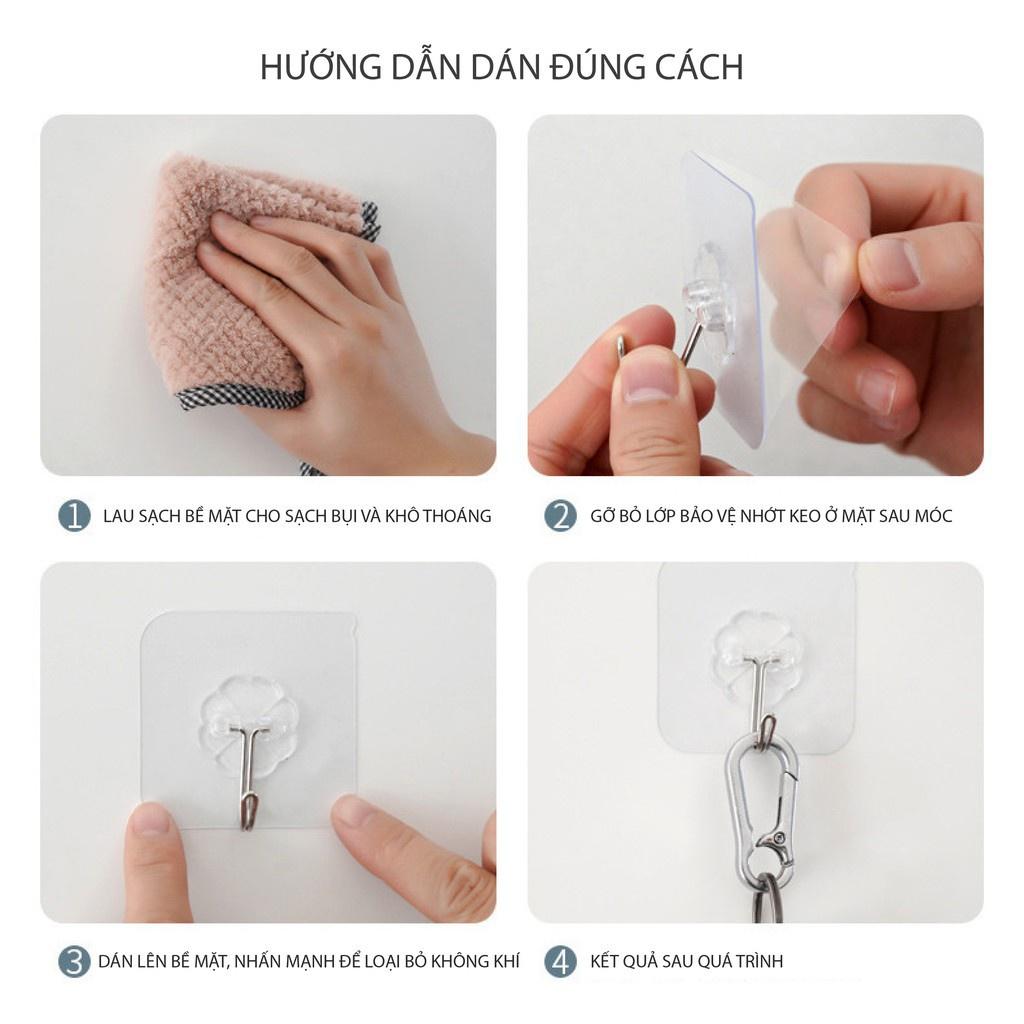 Móc dán tường chịu lực siêu dính để treo đồ trong suốt size 6 x 6cm 88037 SHIPNHANH88