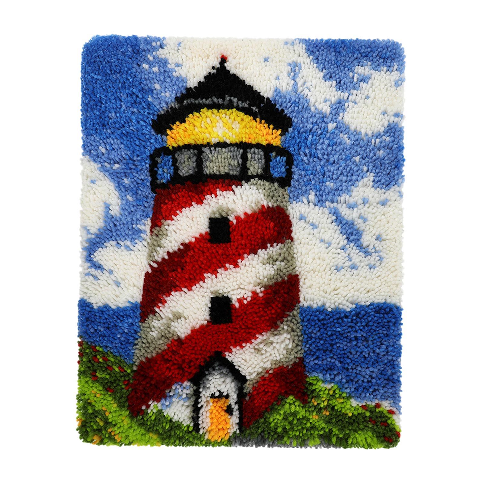 DIY Latch Hook Craft Kit Embroidery Carpet Set Cross Stitch Kit Color Pattern Needlework for Home Decoration Beginners Adults Kids Gift