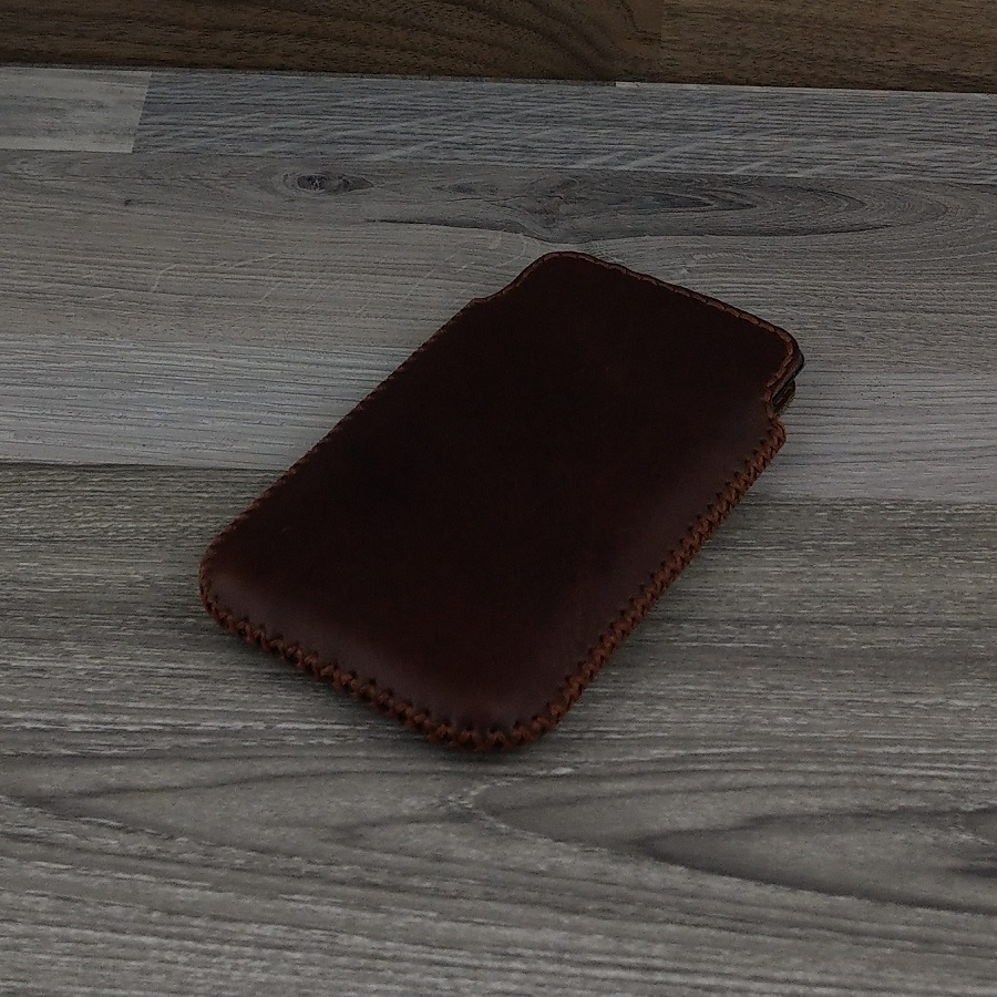 Bao Da Túi Rút dành cho iphone X/XS Da Bò Sáp Màu Nâu Cafe