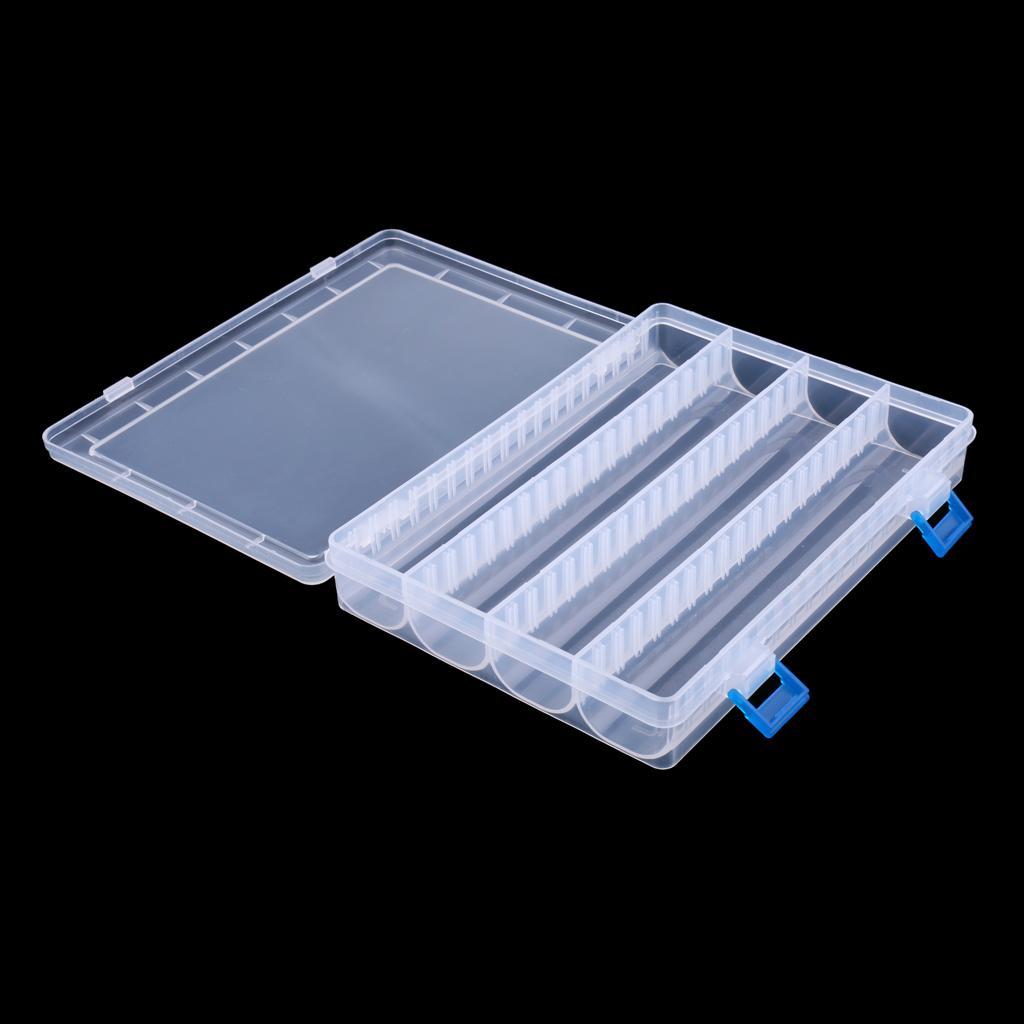 Plastic Fishing Box Adjustable Tackle Hooks Baits Storage Case 25 x 18 x 4cm