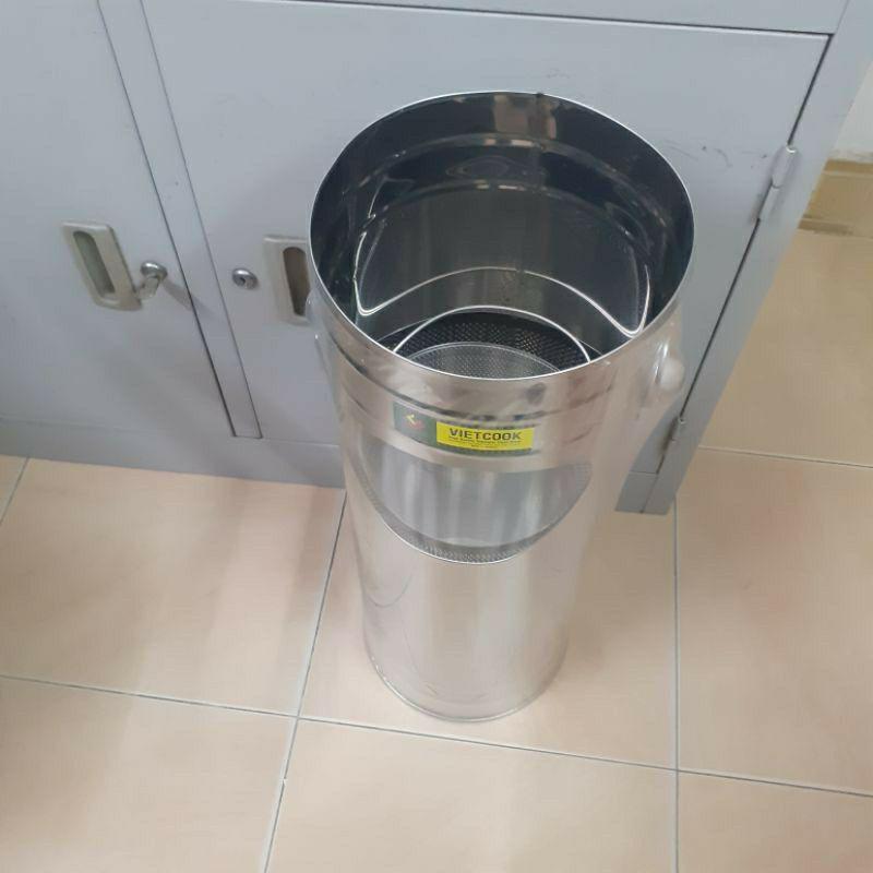 Thùng rác inox cao cấp có gạt tàn (23/61cm)Inox 304,thùng rác inox dạng tròn vietcook