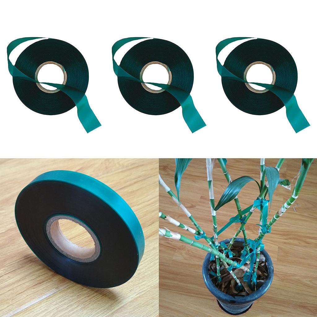 3x Durable 46m Stretch Tie Tape Green Vinyl Stake for Fruits Trees Grafting