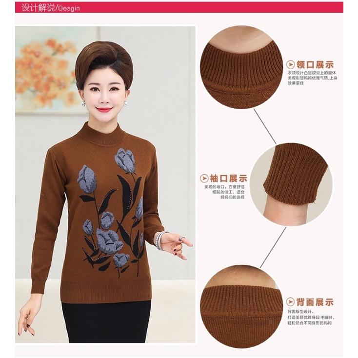 áo len trung niên nữ cổ cao cho bà cho mẹ