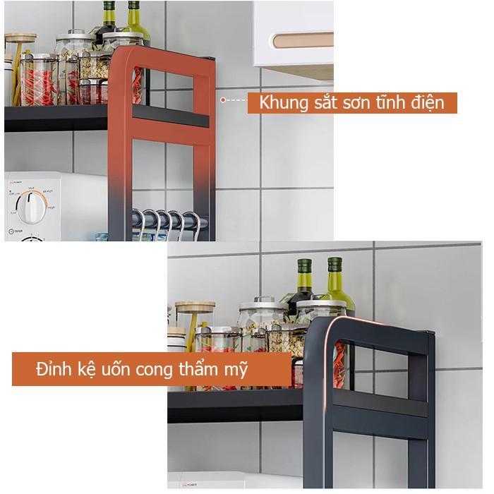 Kệ để đồ nhà bếp, kệ lò vi sóng nhiều tầng tiện lợi, khung sắt sơn tĩnh điện, chân có nệm êm chống xước sàn