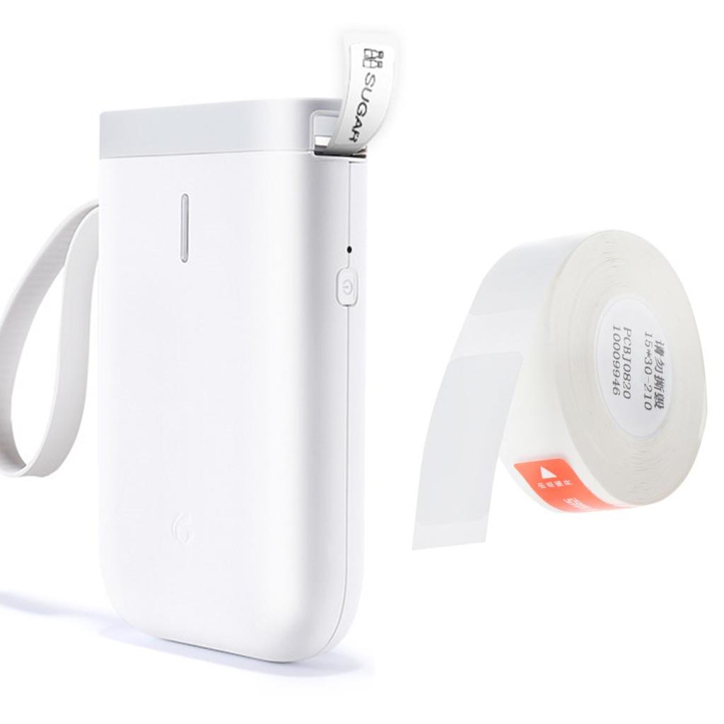 Portable Wireless Thermal Label Printer With 1 Roll White 15x30mm Paper