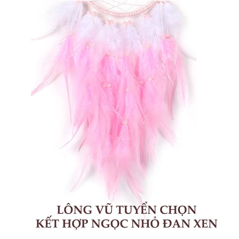 Bùa bắt giấc mơ, dreamcatcher , chuông gió trang trí gắn lông vũ trang trí ( full màu )