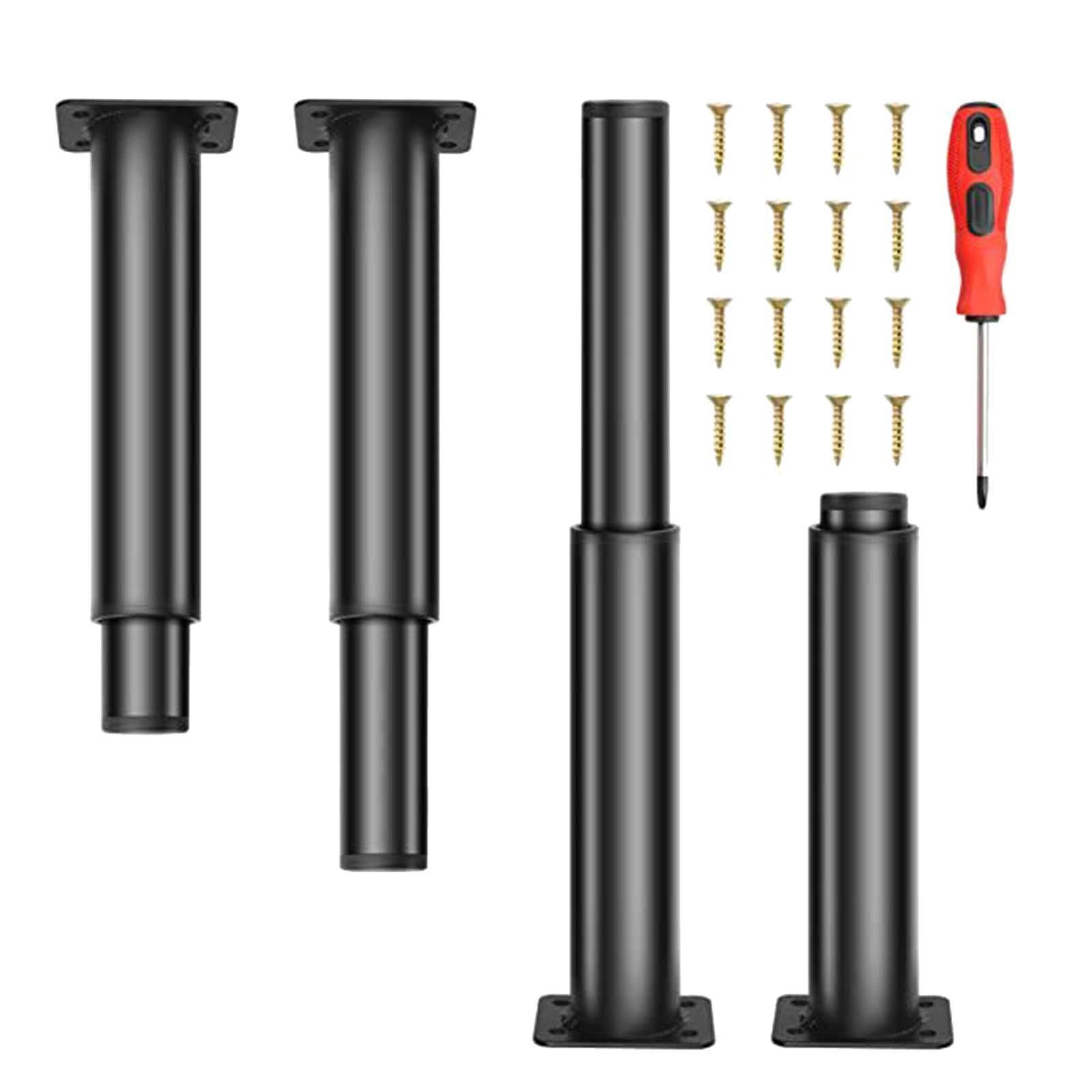 4 Pieces Bed Leg Support Feet Adjustable Height Replacement Leg Heavy Duty Steel Adjustable Leg for Table for Dressing Table Furniture Sofa