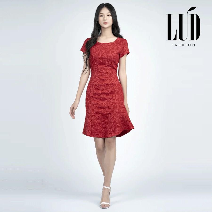 Đầm nữ đuôi cá họa tiết hoa LUD Fashion