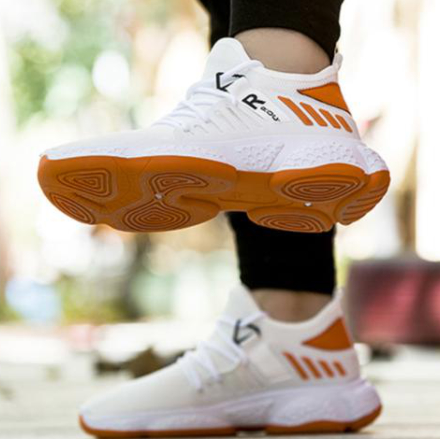 Giày Nam thể thao thời trang phong cách Hàn Quốc 1 màu trắng sọc cam duy nhất giá rẻ giao tận nơi