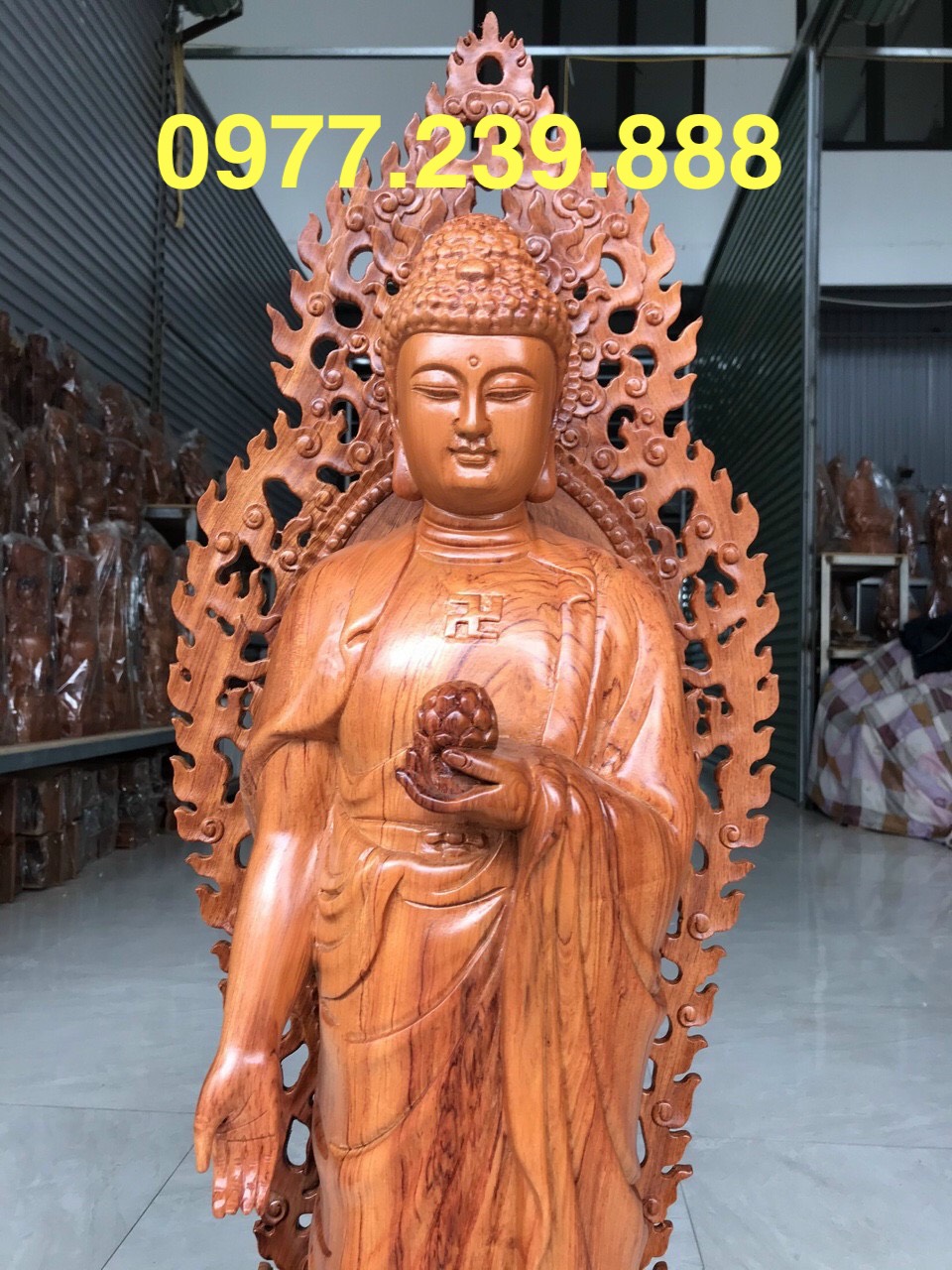 Tượng tam thánh gỗ hương 50cm
