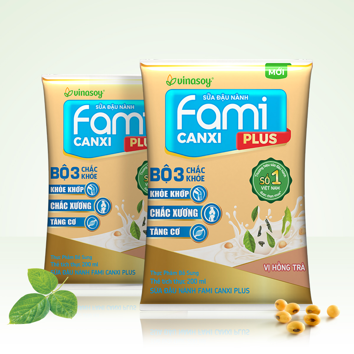 Thùng sữa đậu nành Fami Canxi Plus vị hồng trà bịch