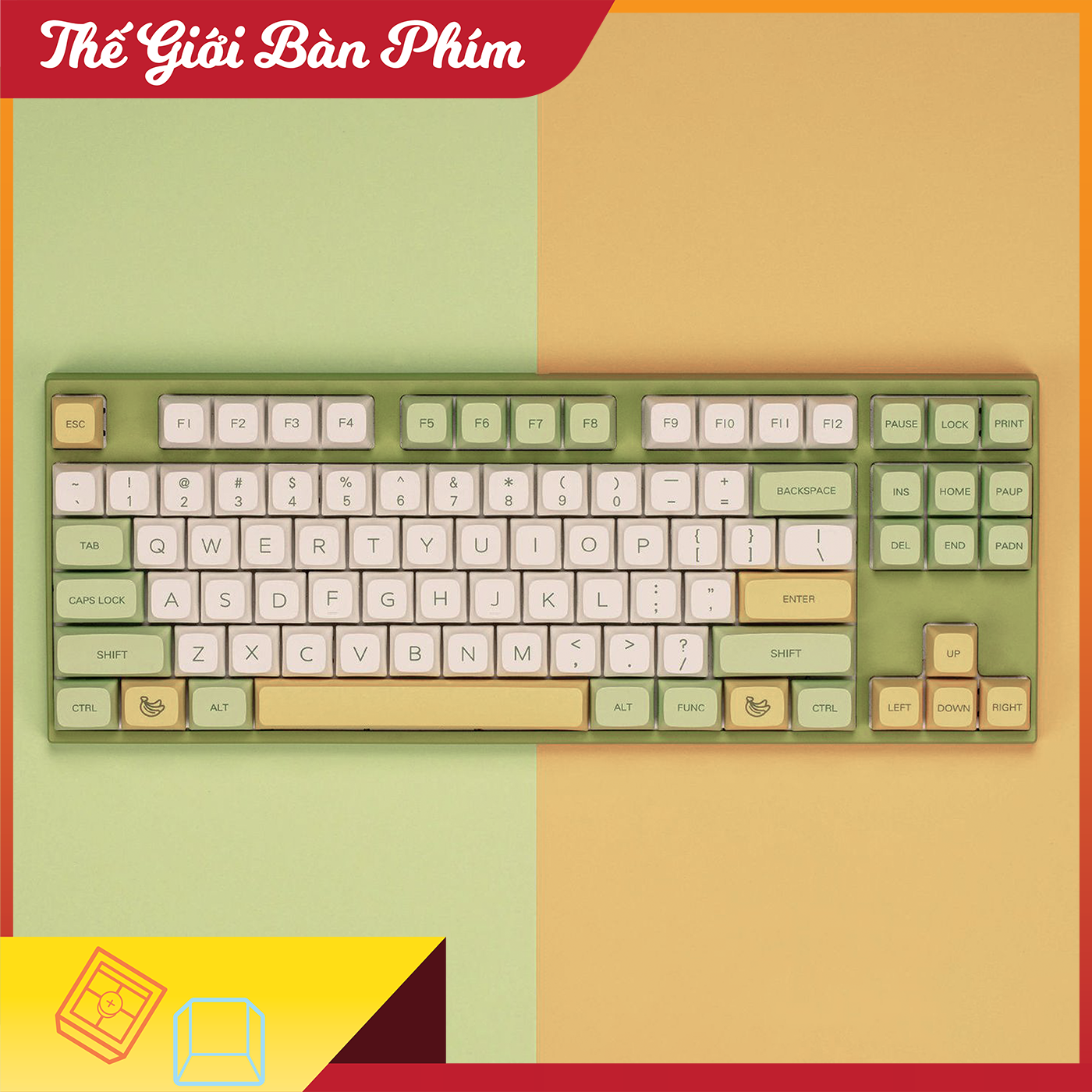 Keycap Banana PBT XDA Profile bàn phím cơ đầy đủ 124 phím