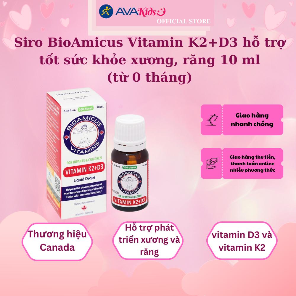 Siro BioAmicus Vitamin K2+D3 hỗ trợ tốt sức khỏe xương, răng 10 ml (từ 0 tháng)