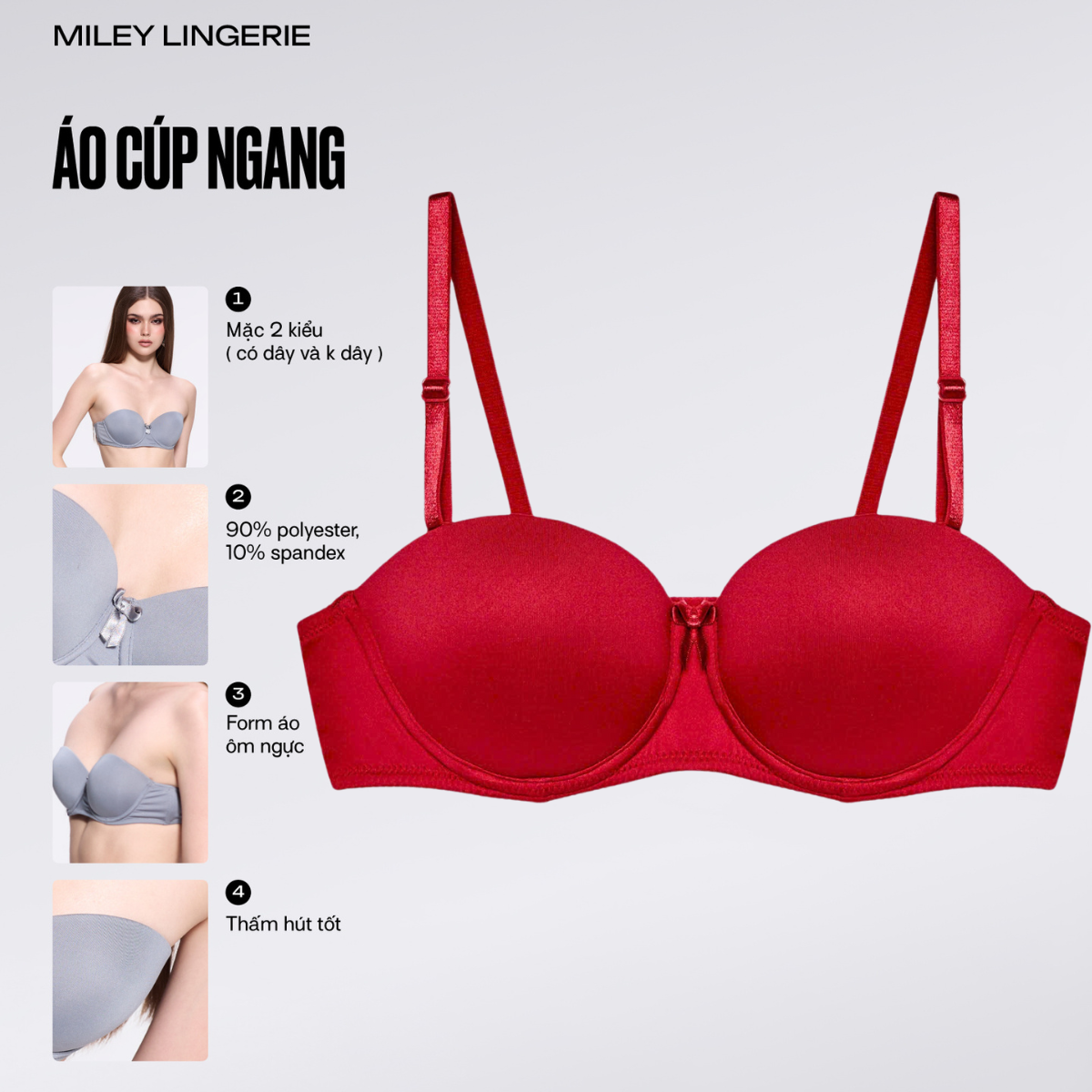 Áo Ngực Nữ Cúp Ngang Không Gọng Nâng Ngực Miley Lingrie - BRM04002