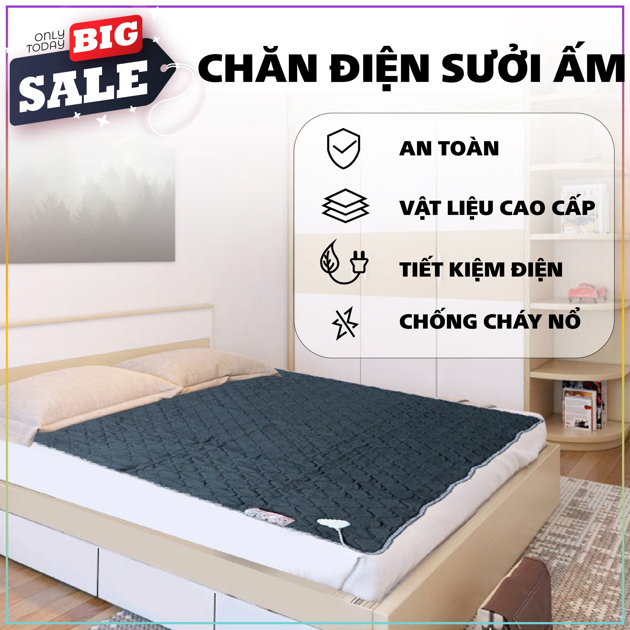 CHĂN ĐIỆN SƯỞI ẤM Chất Liệu Nỉ Cao Cấp 3 Size Lớn