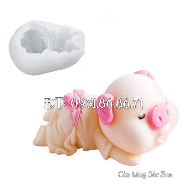 Khuôn silicon heo con Cute loại 7 cm - Mã số 1014