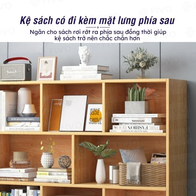 Kệ Sách Cho Bé Gỗ MDF FIVO FB60 (50 x 24 x 92cm) Dễ Lắp Ráp (Có Kèm Tấm Lưng) - Hàng Chính Hãng - Màu Vân Gỗ Nhạt