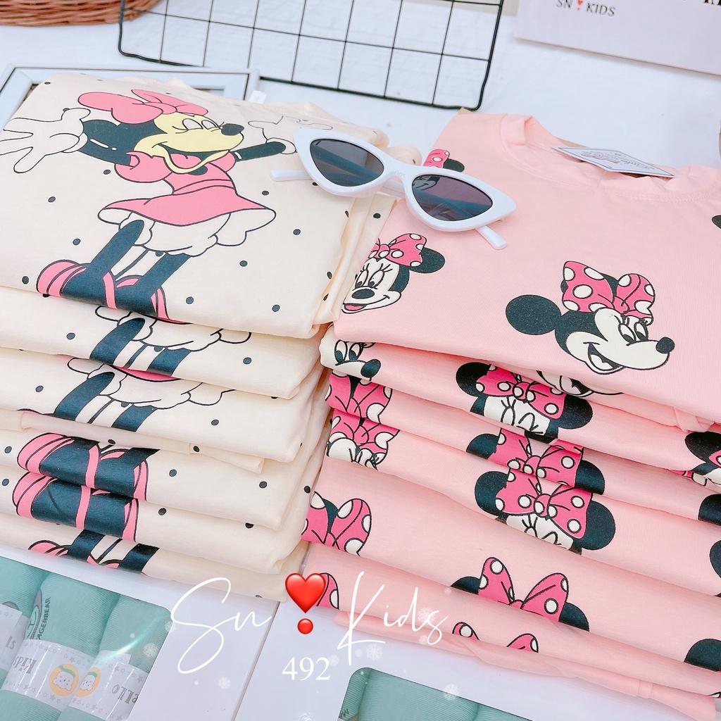 Bộ quần áo bé gái Mickey 2 màu kem hồng