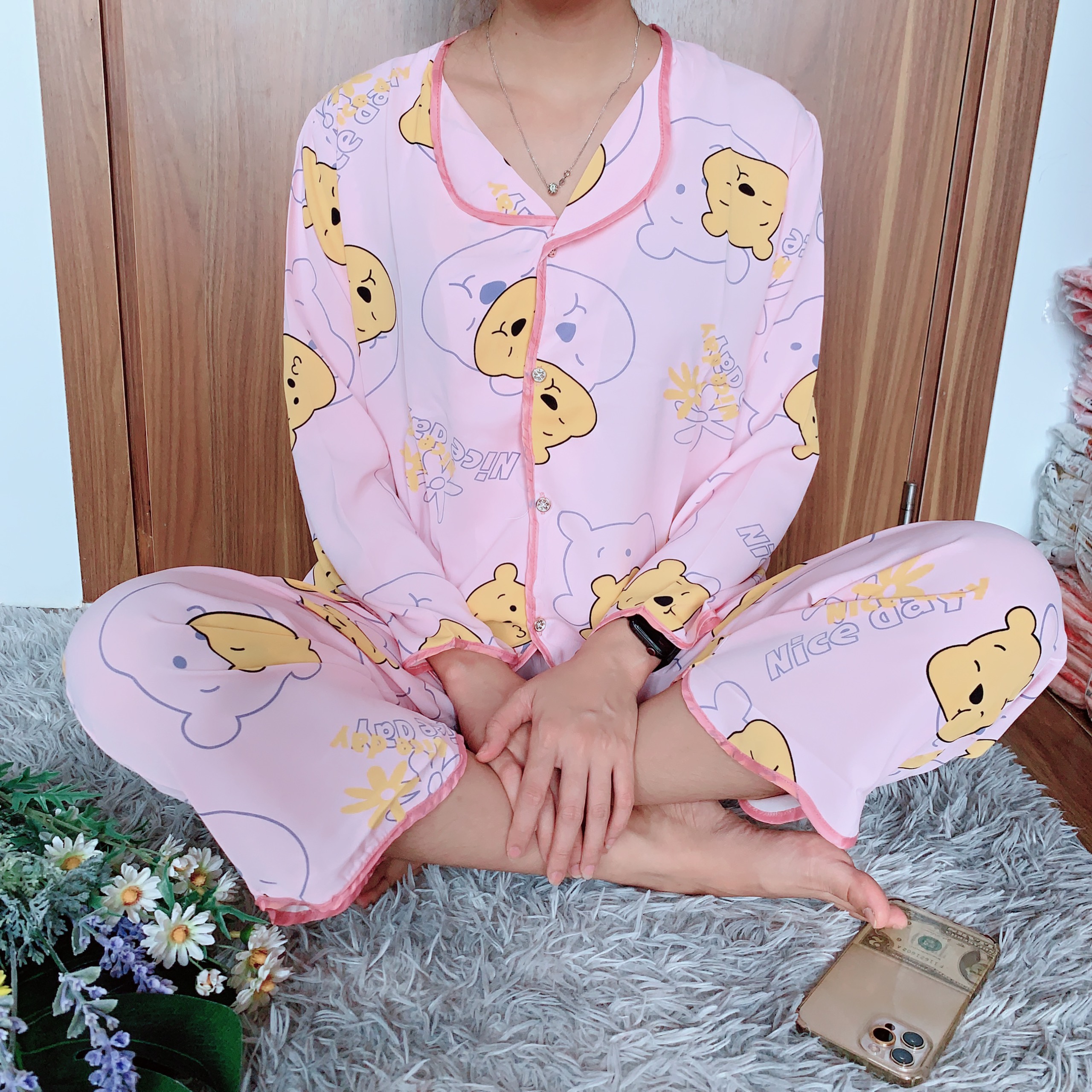 Đồ Bộ Nữ Pijama Lụa Mango Cao Cấp Tay Dài Quần Dài, Đồ mặc nhà, Đồ Bộ dài, ĐỒ bộ đùi, Pijama mặc nhà, Set Quần Áo Mặc Nhà Họa Tiết Dễ Thương