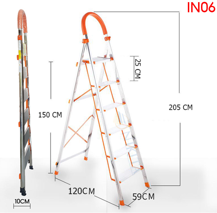 Thang nhôm tay vịn khung INOX Nikita NKT-IN6