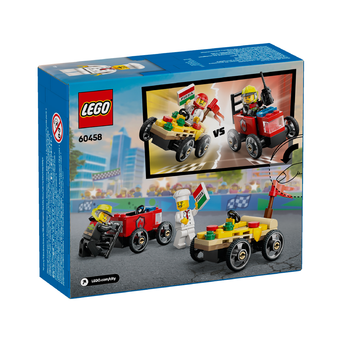 Đồ Chơi Lắp Ráp Bộ Đôi Xe Bán Pizza Vs Xe Cứu Hỏa Chuyên Dụng LEGO CITY 60458 (70 chi tiết)