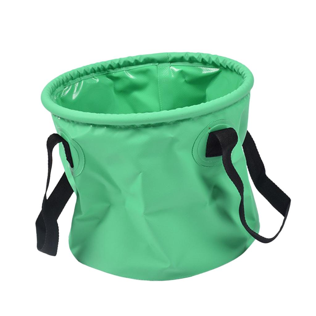 Outdoor Collapsible Water Bucket Carrier Leakproof Folding Pail Green 10L