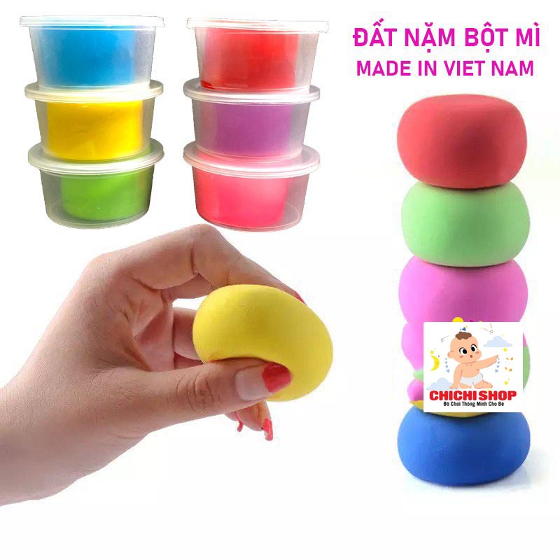 Đồ Chơi Đất Nặn - Combo 6 Hũ Đất Nặn 100% Bằng Bột Mì, Không Dính Tay - Sắc Màu Tuổi Thơ Giúp Trẻ Phát Triển Trí Tưởng Tượng