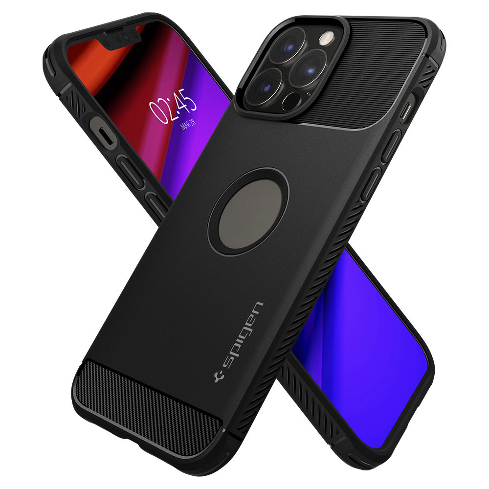 Ốp lưng Spigen Rugged Armor Matte Black cho iPhone 13 Pro Max - Thiết kế nhỏ nhẹ, chống sốc, chống bẩn, viền camera cao - Hàng chính hãng