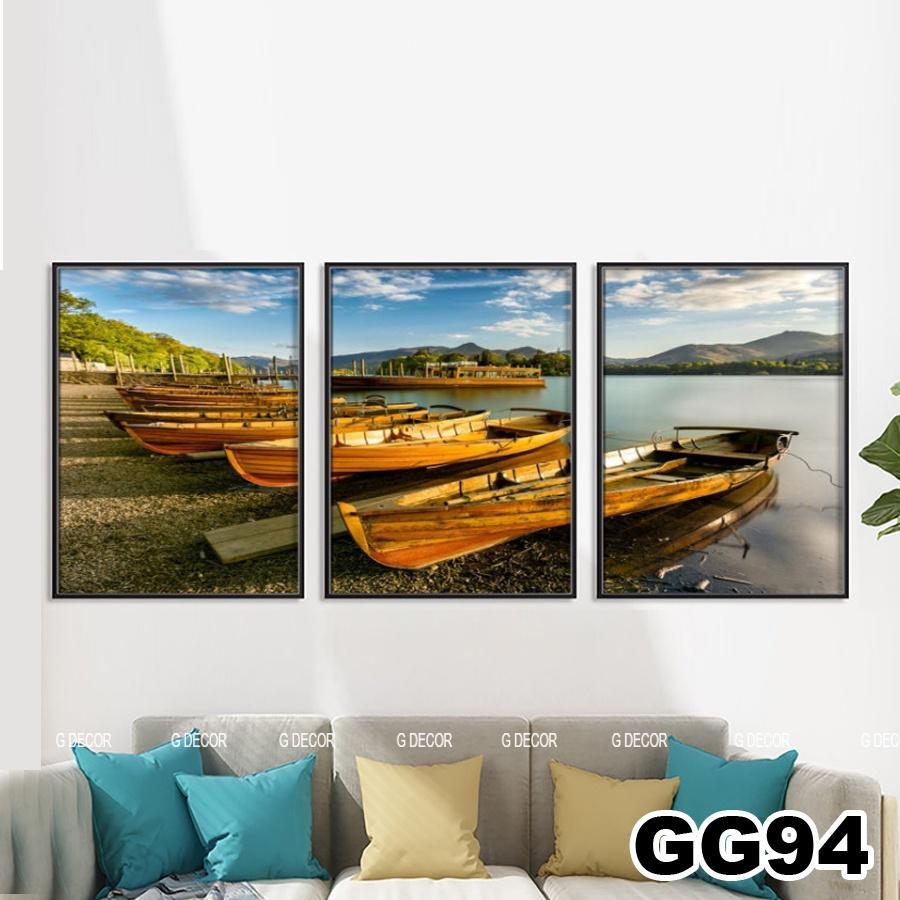 Tranh treo tường canvas 3 bức phong cách hiện đại Bắc Âu 87, tranh phong cảnh trang trí phòng khách, phòng ngủ, phòng ăn