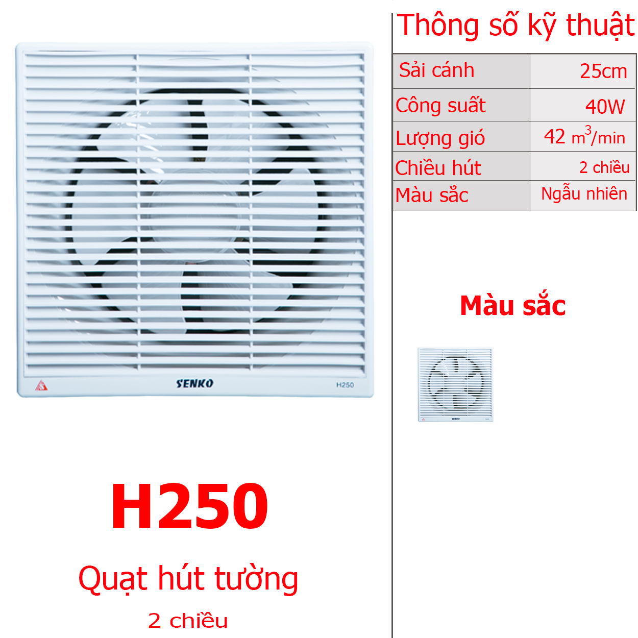 Hình ảnh Quạt Hút Thông Gió Senko H250 40W - Hàng Chính Hãng