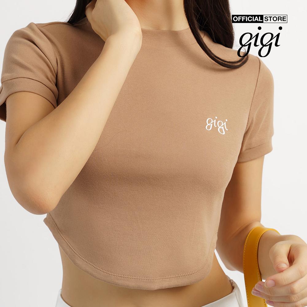 GIGI - Áo thun nữ croptop tay ngắn phối logo thời trang G1201T221232