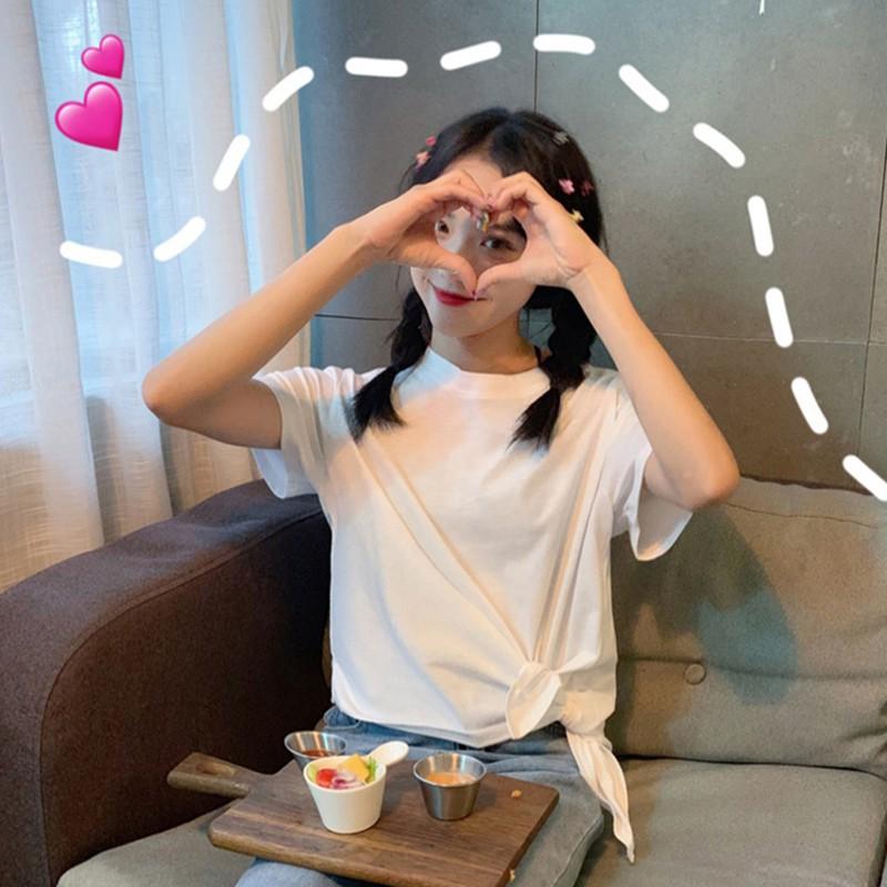 Áo thun tay ngắn cổ tròn thiết kế dáng rộng thoải mái cho nữ