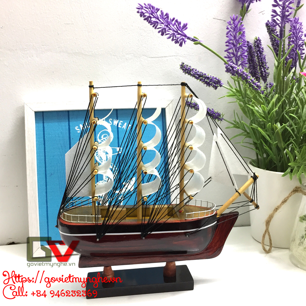 Mô hình thuyền gỗ trang trí Le Belem - thân 20cm