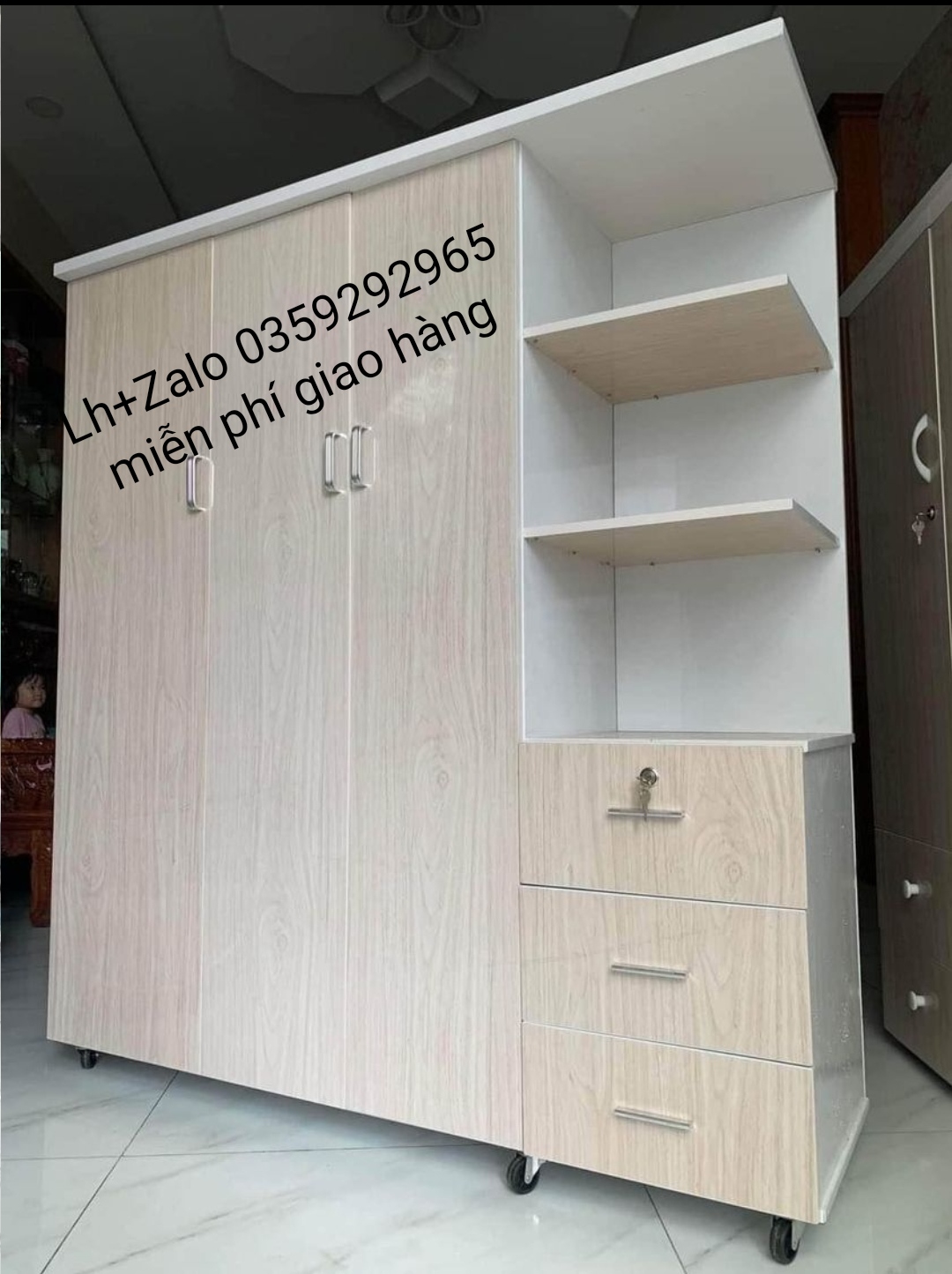 Tủ nhựa đài Loan 3 cánh 1 kệ