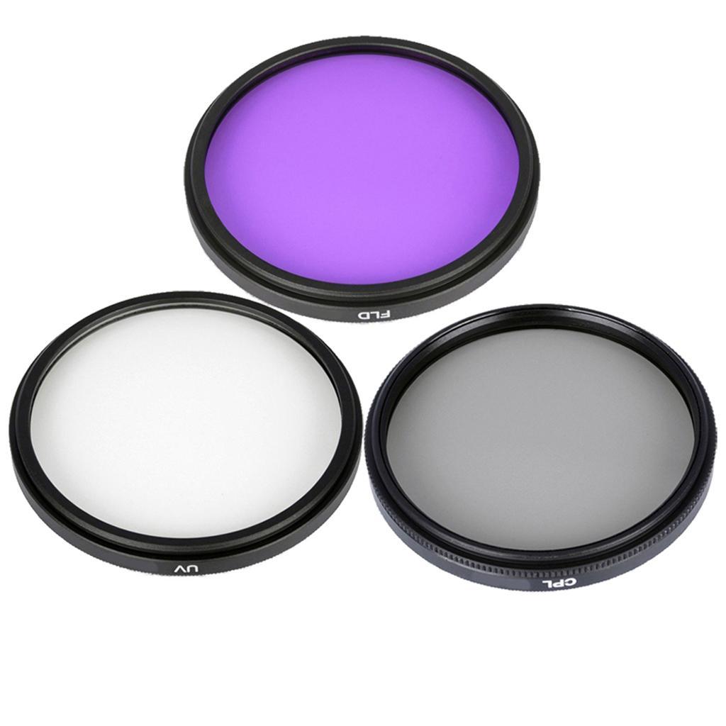 55mm Multi Coated Filter Kit: UV+CPL+FLD Lens Filters Set for Canon
