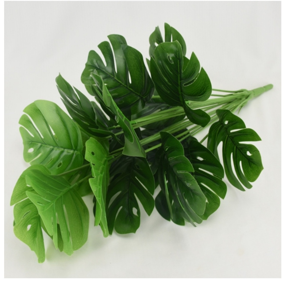 Cây lá rùa lớn 18 lá giả trang trí nhà cửa để văn phòng, cây nhựa cắm bình decor nội thất cao cấp