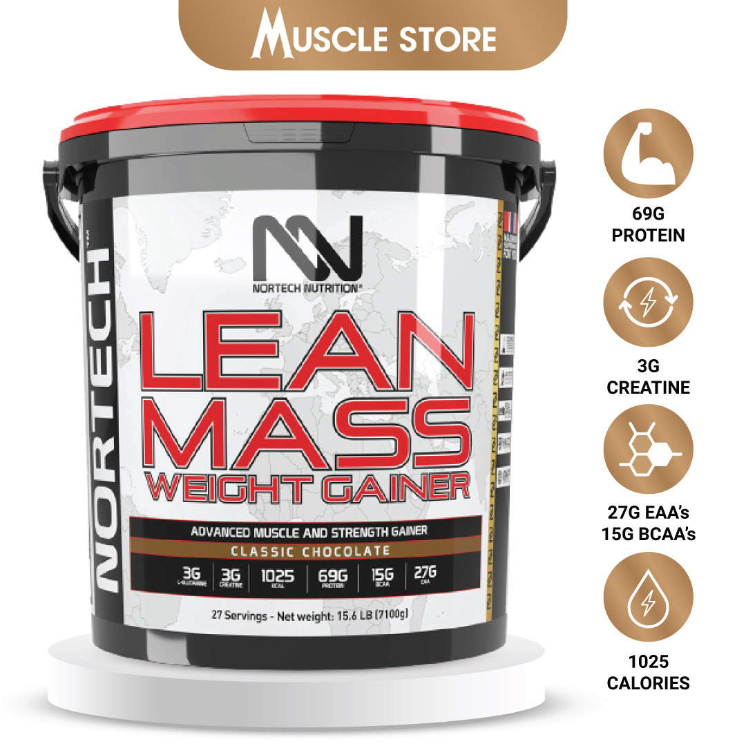 NorTech Lean Mass Gainer (7.1KG), Sữa Tăng Cân Tăng Cơ, Bổ Sung 69G Protein, 27G EAA, 15G BCAA, 3G Creatine, Glutamin