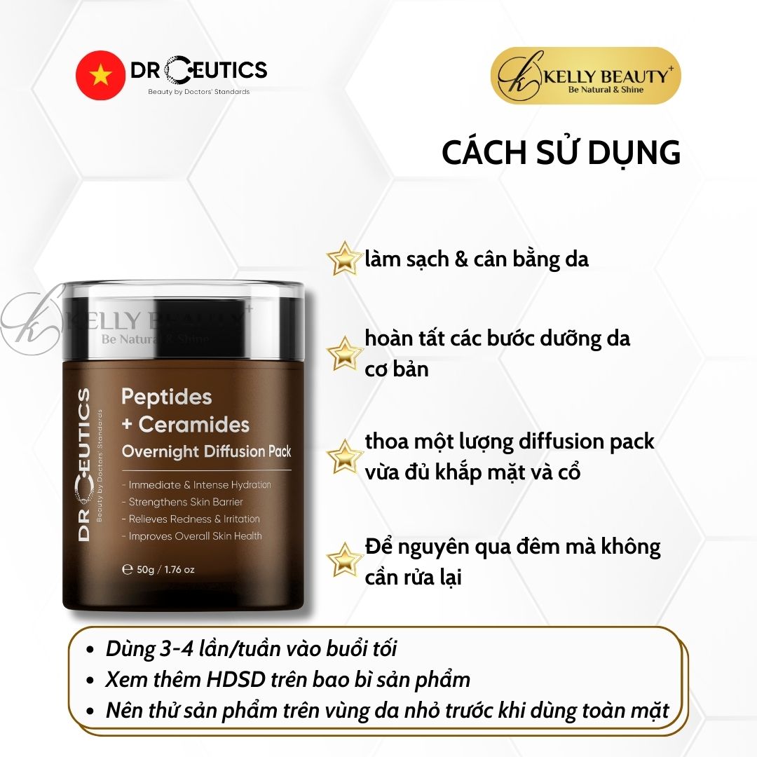 Kem Đêm Phục Hồi Da DrCeutics Deptides + Ceramides Overnight Diffusion Pack - Dưỡng Ẩm, Tăng Đề Kháng Da - Kelly Beauty