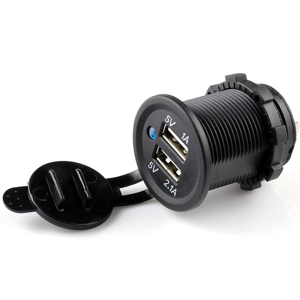 3.1Amp Dual USB Socket Charger Power Outlet for Car Boat Marine Motorcycle with Blue LED Digital Display - 12V