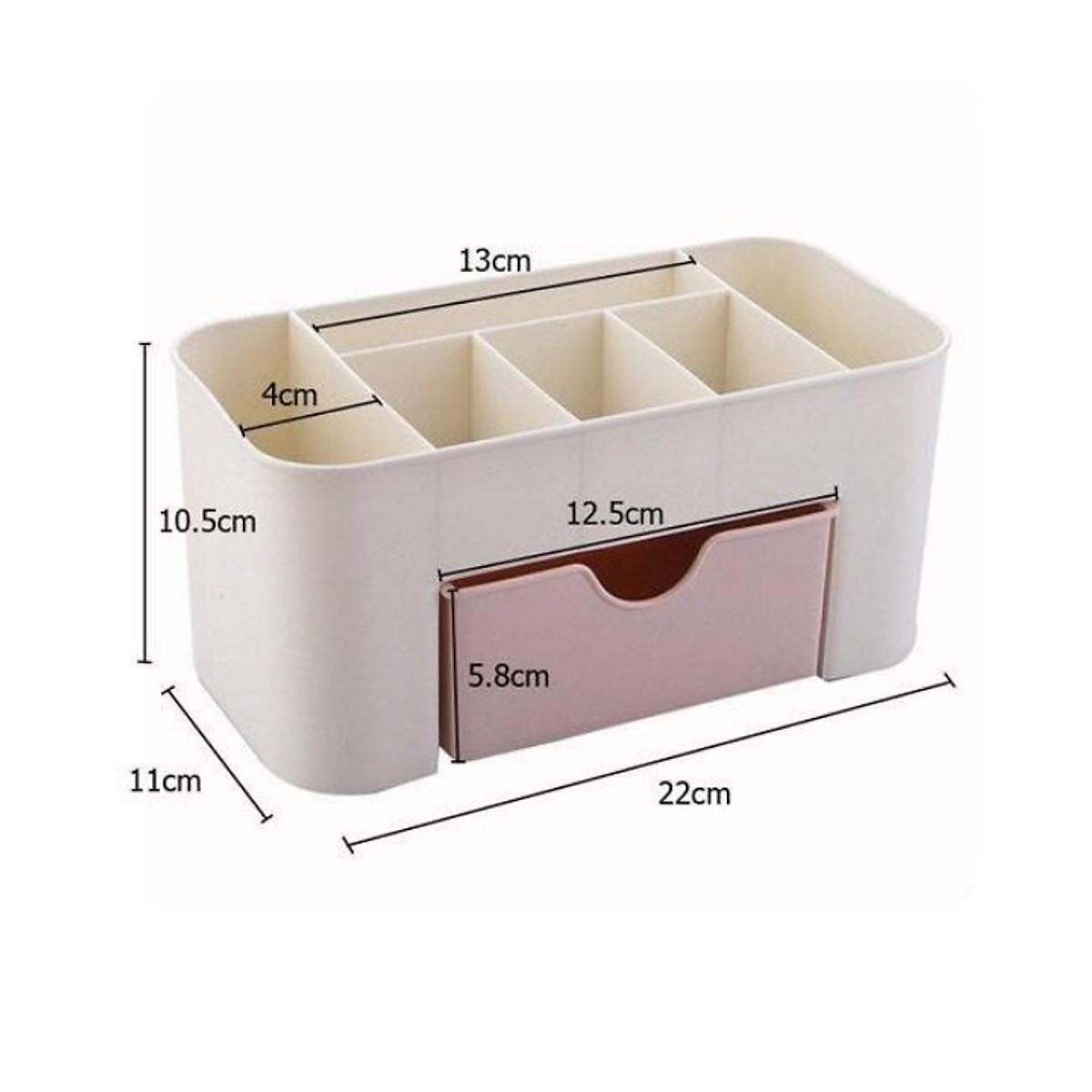 Kệ Đựng Mỹ Phẩm Mini BITANO Nhiều Ngăn Bằng Nhựa Để Bàn Tiện Dụng (22 X 11 X 10.5Cm) - Hàng Chính Hãng