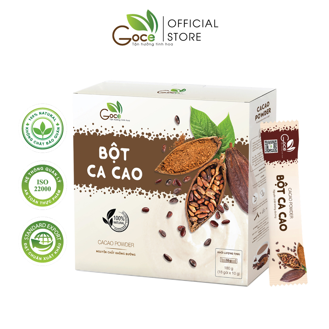 Bột ca cao nguyên chất Goce - 180g (18 gói x 10g)