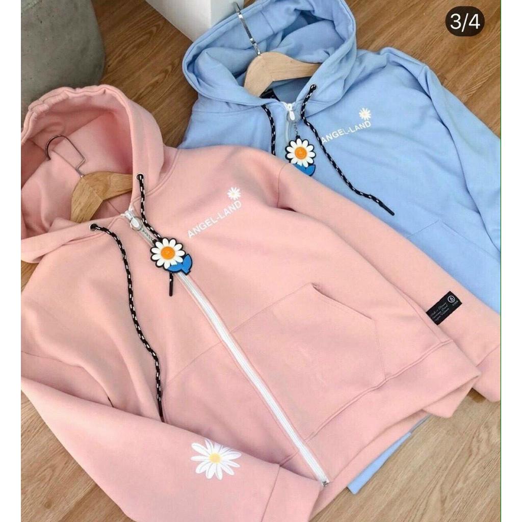 Áo Khoác Có Nón Mũ Nữ Nam Unisex Chất Vải Nỉ Poly Angel-Land, áo khoác hoodie nữ , áo khoác form rộng có dây kéo , vải nỉ ngoại chống nắng chống lạnh tốt