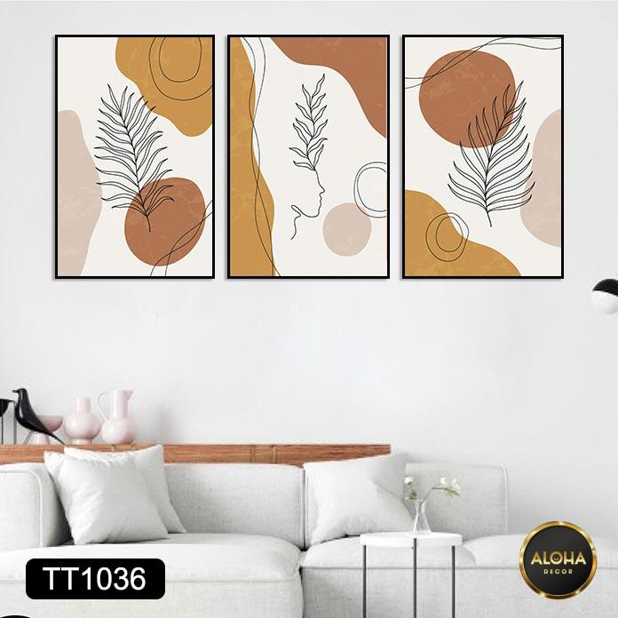 Set 3 Tranh treo tường phòng khách, phòng ngủ siêu đẹp - Tranh treo tường decor tối giản kèm khung và đinh treo tường