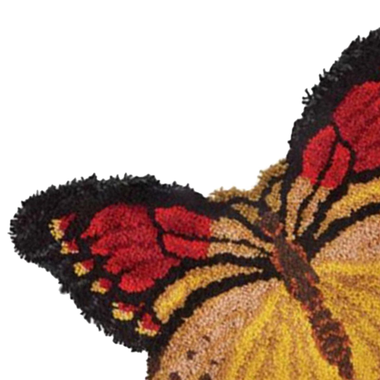 Handmade Latch Hook Rug Kit Butterfly Shaped Carpet Crochet Yarn Kit Latch Hooking Rug Kits Home Decor Festival Gift