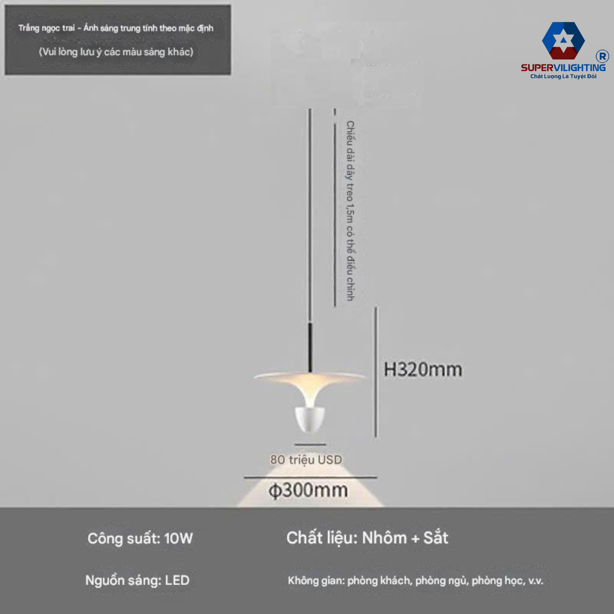 Đèn thả phòng ngủ decor phòng khách phòng ngủ SuperVilighting phong cách cổ điển trần bàn ăn bảo hành 24 tháng