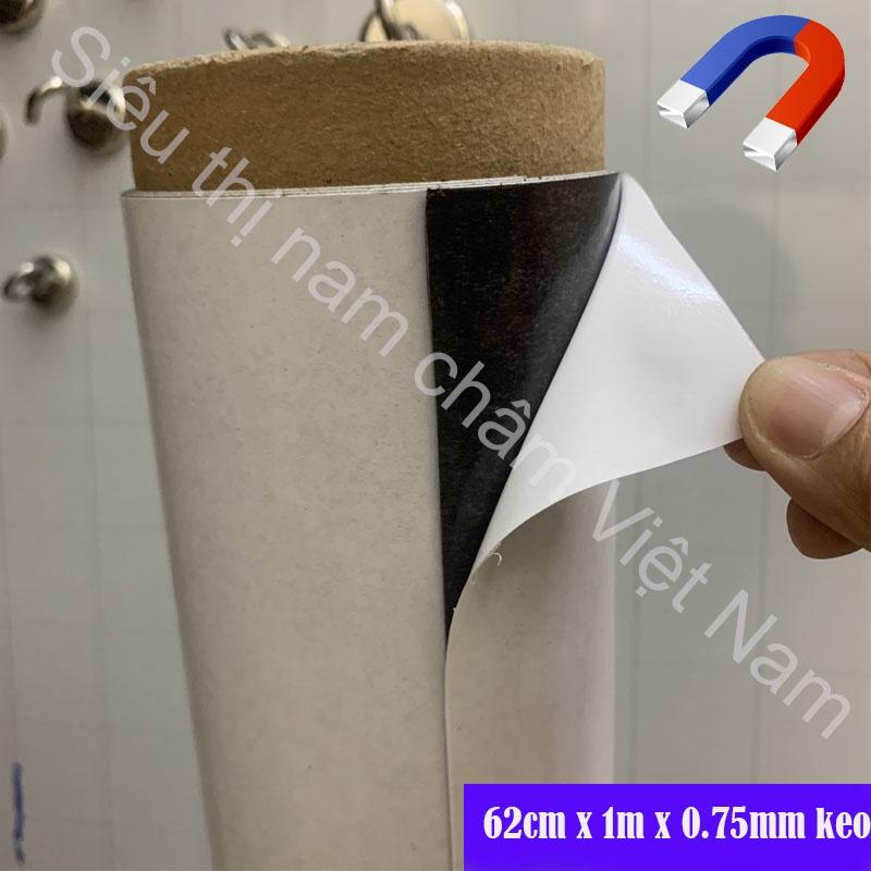 Nam châm cuộn 62cm x 1m x 0.75mm nam châm dẻo có keo