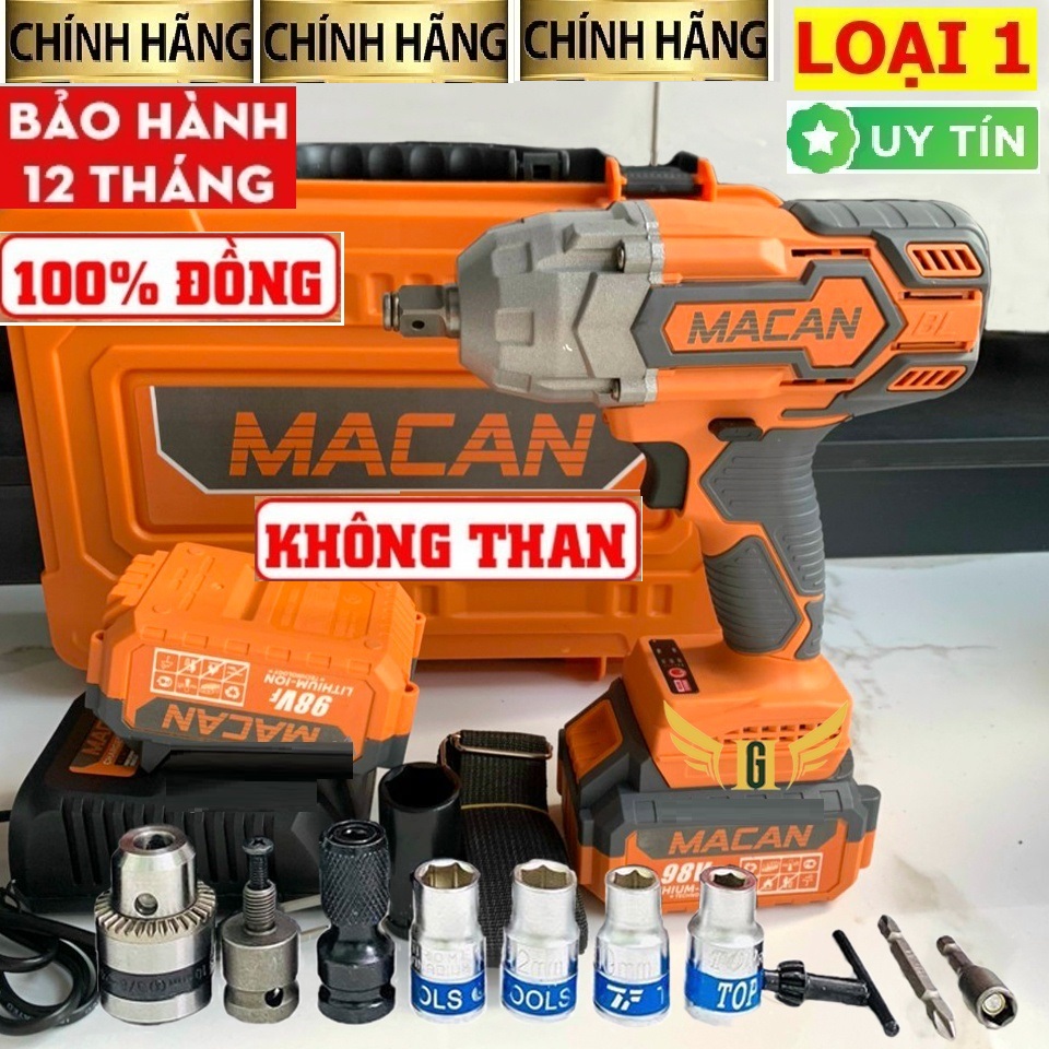 Máy Siết Bulong MACAN 21V Lực Siết Khủng 980Nm, Động Cơ Không Chổi Than