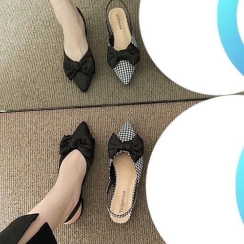 Sandal/ dép nữ mũi nhọn nơ lụa- hottrend ( sandal lụa