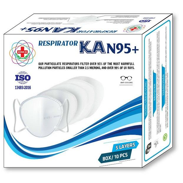 Khẩu trang y tế 5 lớp Khánh An KA N95+ và 3DN95 kháng khuẩn màng lọc ngăn 95% bụi mịn nhỏ hơn 2.5 micromet và 99% tia UV